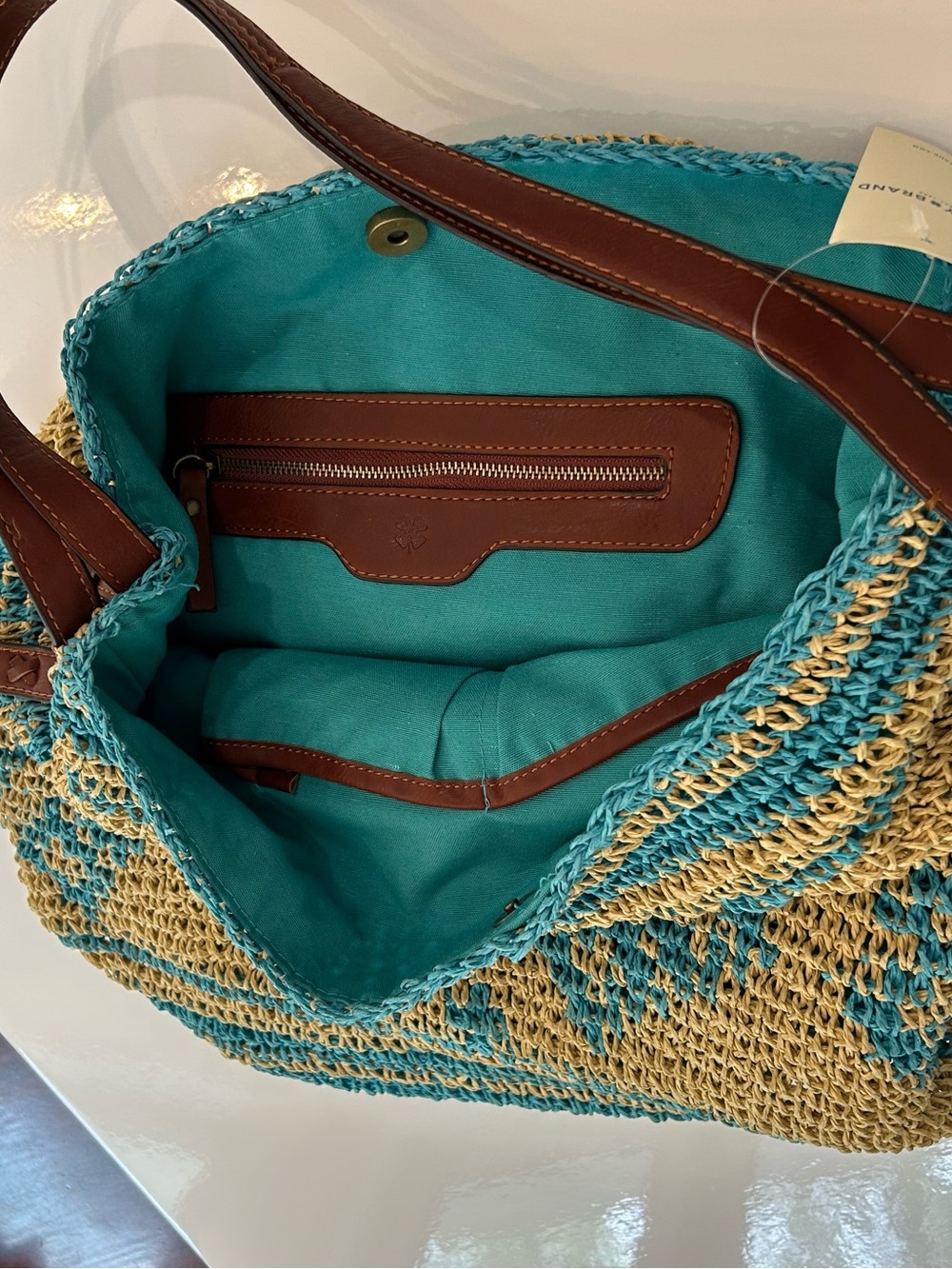 Lucky Brand Woven Summer Tote Bag NWT - Picture 4 of 8